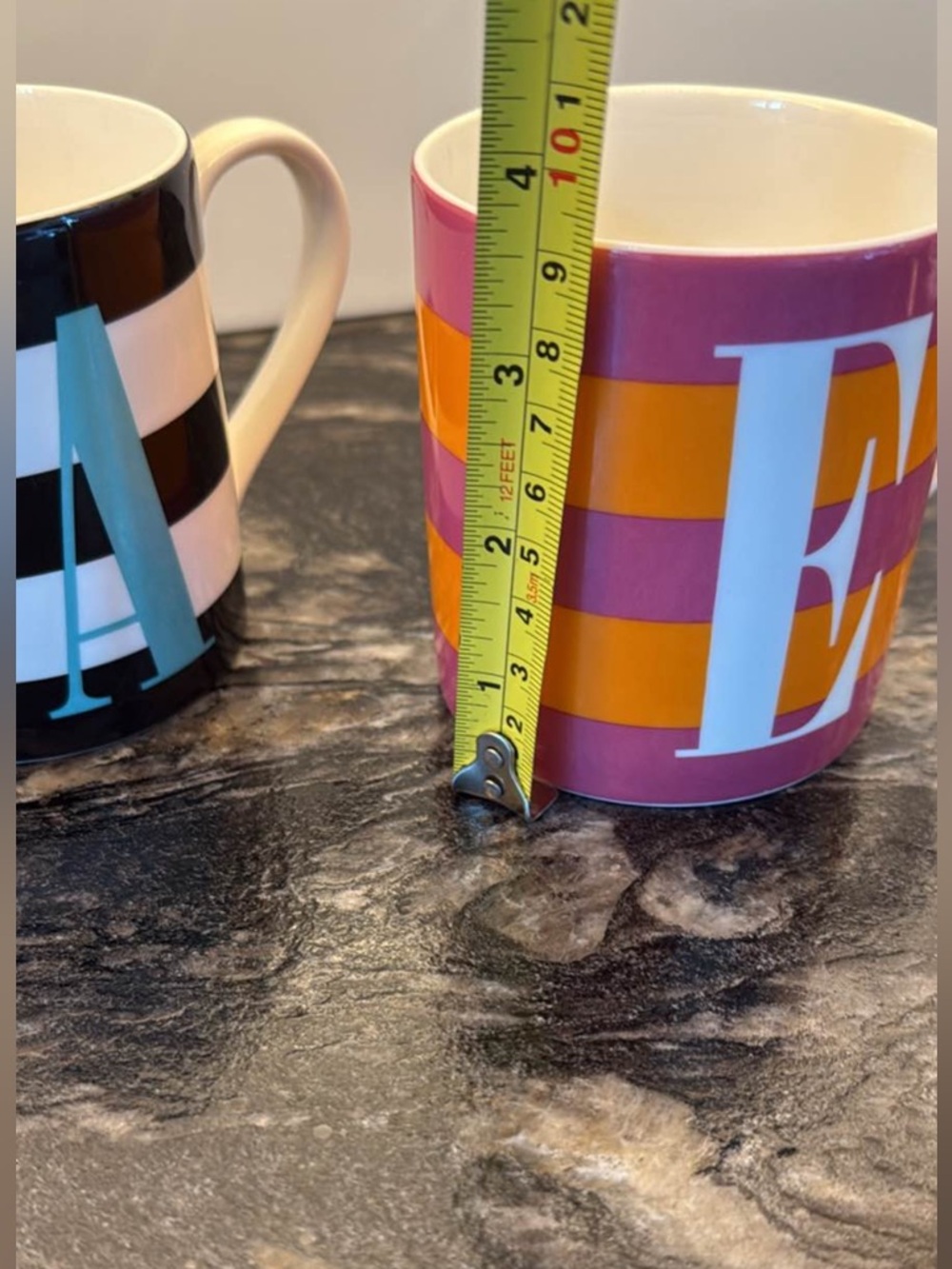 Kate Spade + Lenox Wickford Red Letter Day Striped Monogram Ceramic Mugs - Picture 6 of 7